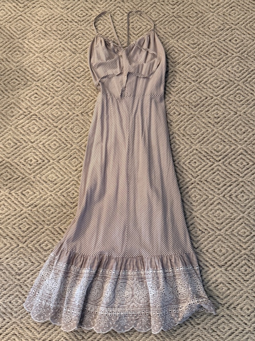 Juliet Striped Maxi Dress with Lace Hem